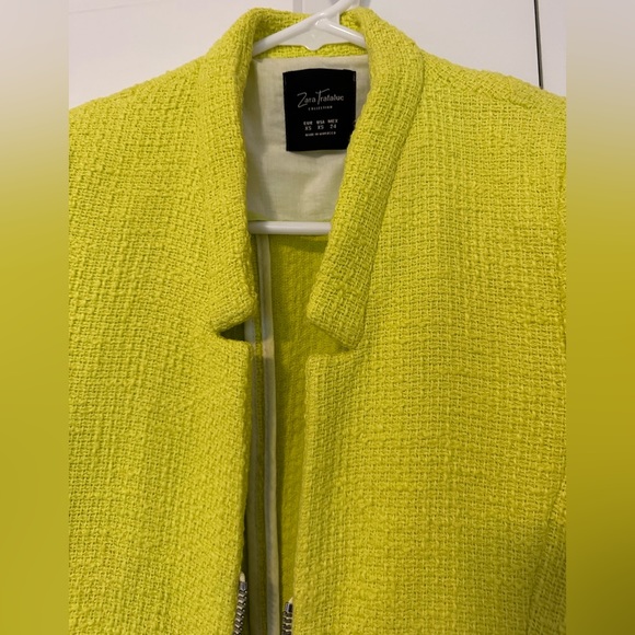 Tweed zara blazer in bright lime green - Picture 7 of 8